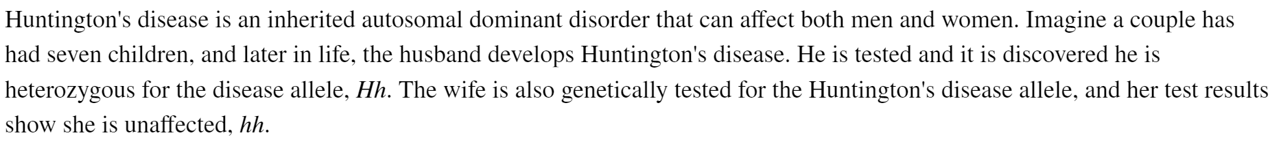 Solved Huntington's disease is an inherited autosomal | Chegg.com