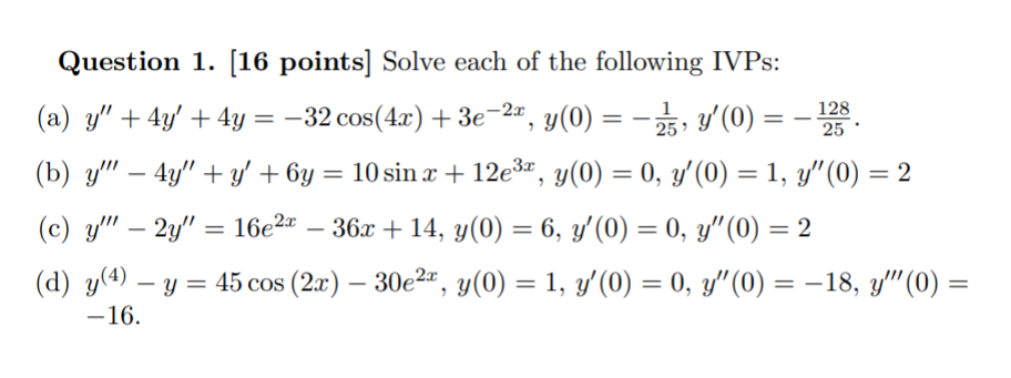 Solved Question 1. (16 points] Solve each of the following | Chegg.com