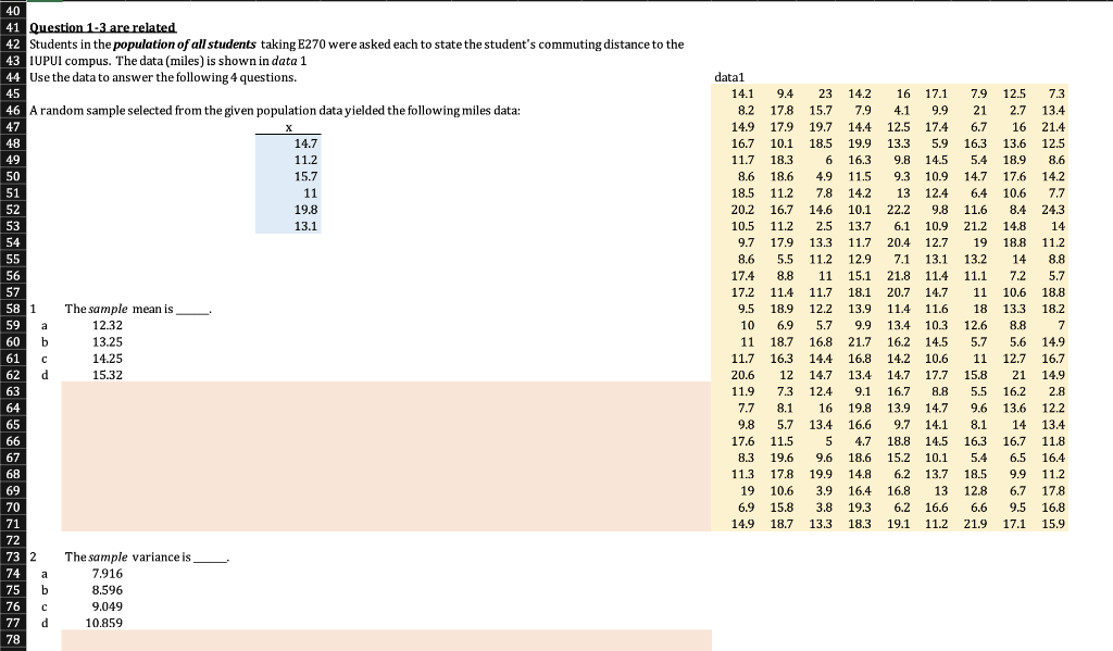 Solved 40 41 Question 1-3 Are Related. 42 Students In The | Chegg.com