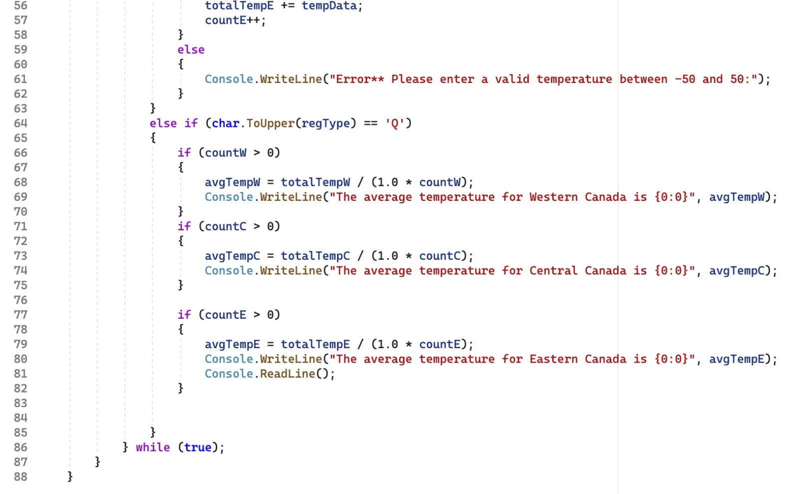Solved if (tempData >=−50 \&\& tempData