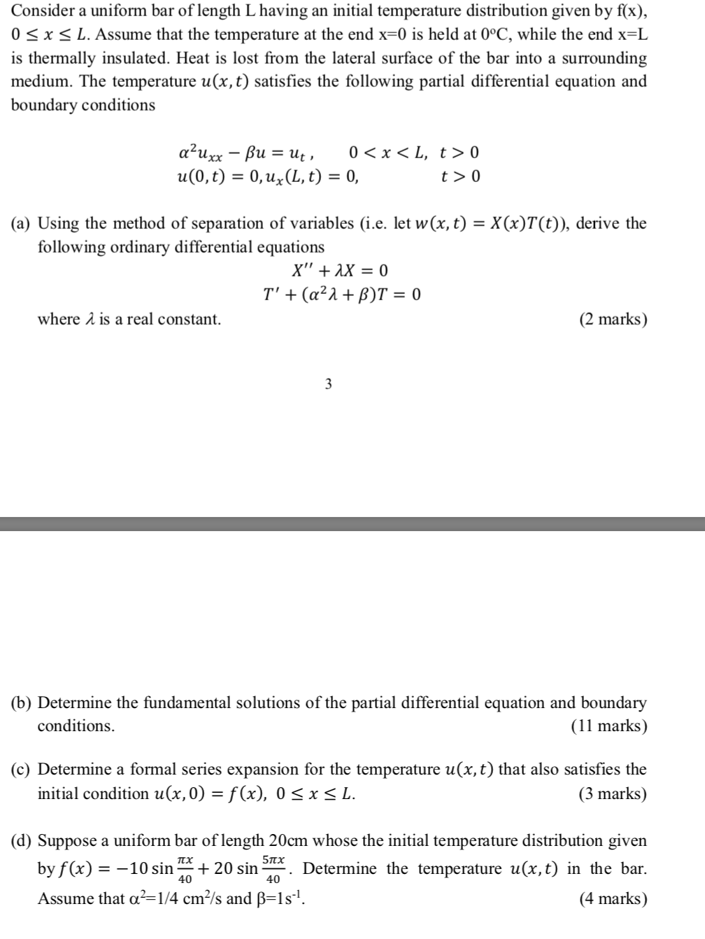 Solved Consider A Uniform Bar Of Length L Having An Initi Chegg Com