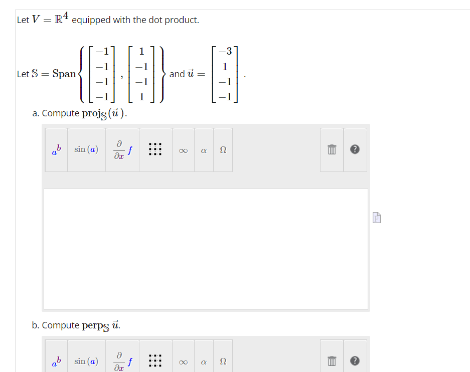 Solved Let V=R4 equipped with the dot product. Let | Chegg.com