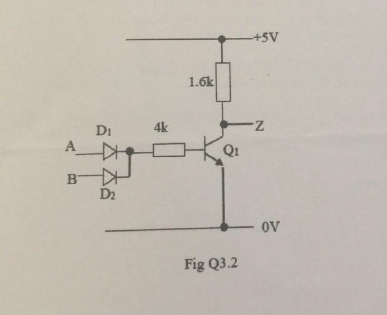 Solved 3.2 The circuit diagram of a Diode Transistor Logic