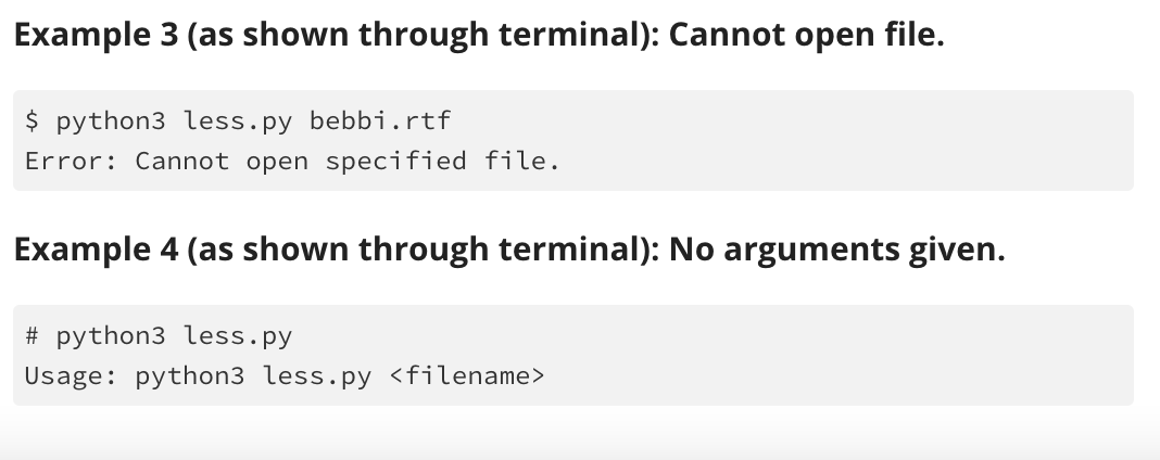 Solved Less Write a program, less.py, that mimics the bash | Chegg.com