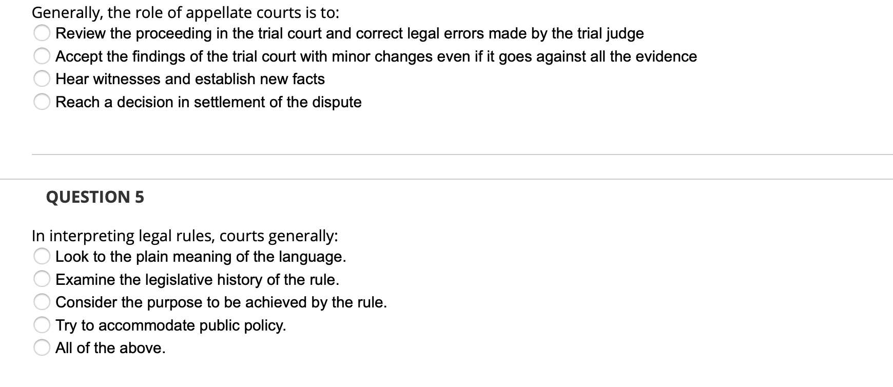 Generally the role of appellate courts is to: Review Chegg com