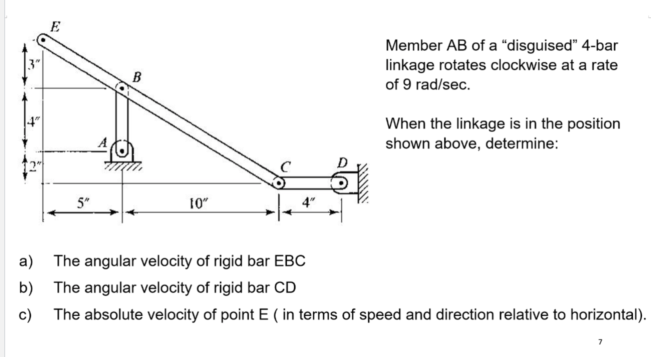 Solved Member AB of a &quot;disguised&quot; 4-bar linkage rotates | Chegg.com 