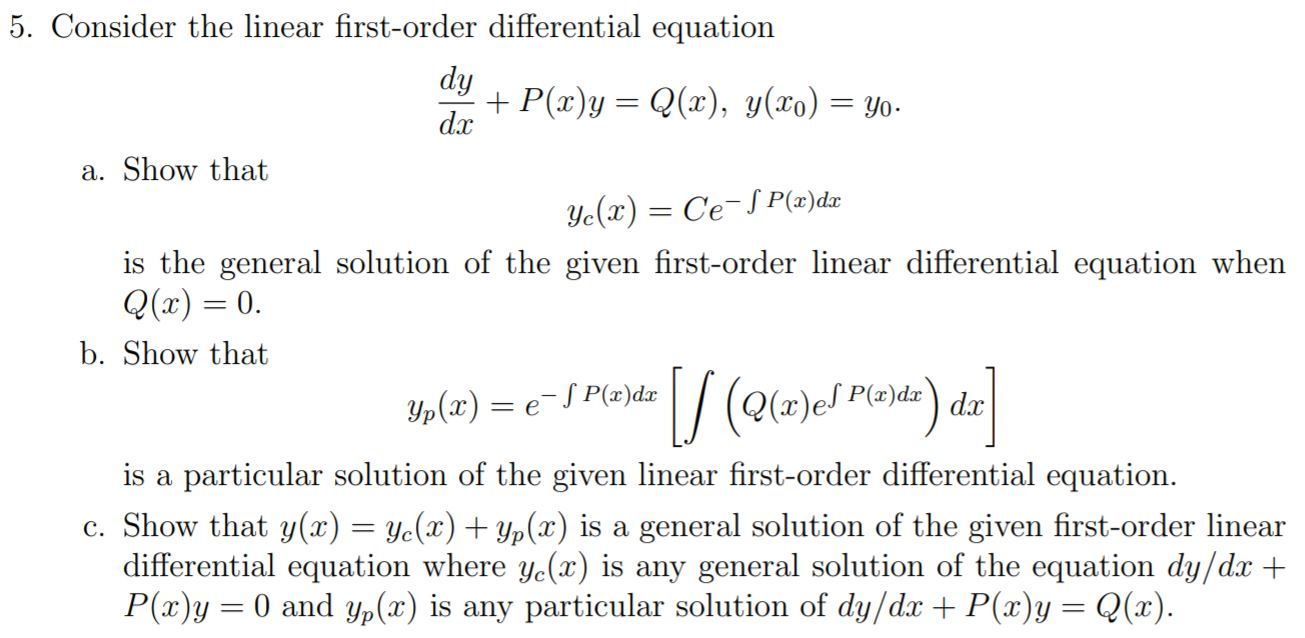 Solved Consider The Linear First Order Differential