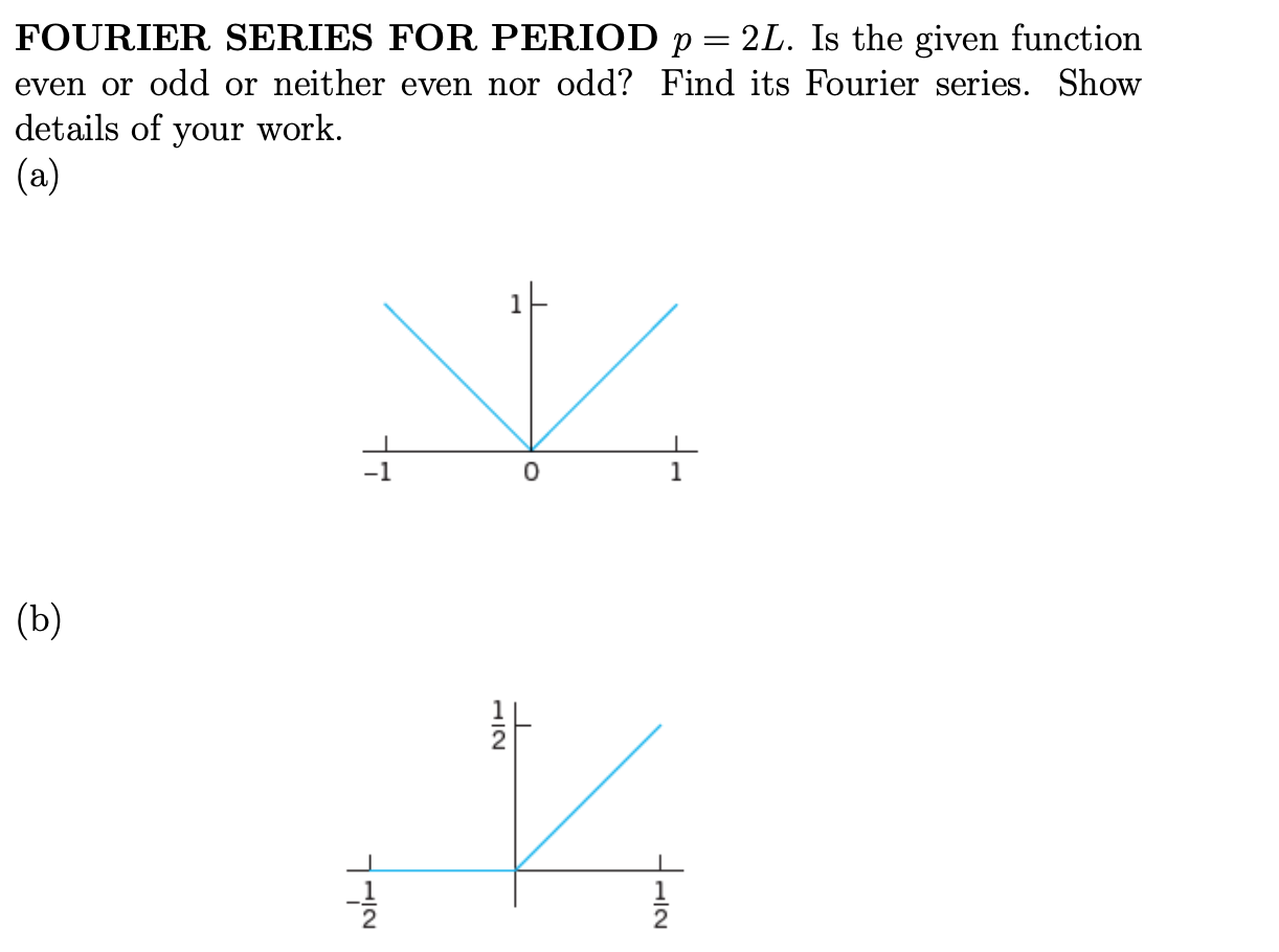 Solved FOURIER SERIES FOR PERIOD p= 2L. Is the given | Chegg.com