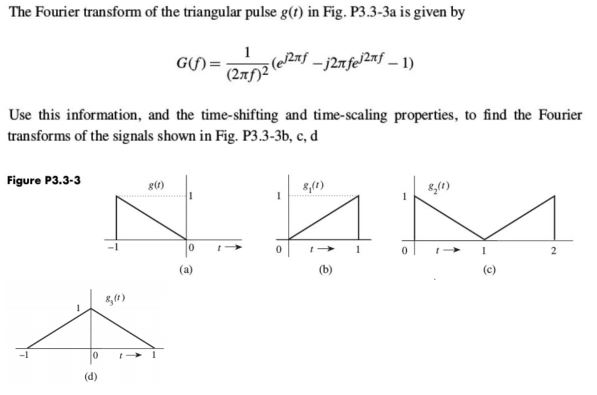 Solved The Fourier transform of the triangular pulse g) in | Chegg.com