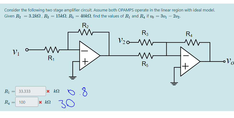 Solved Consider the following two stage amplifier circuit. | Chegg.com
