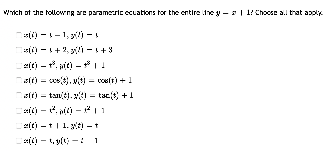 Solved Match Equation Graph With Its Parametric Equation