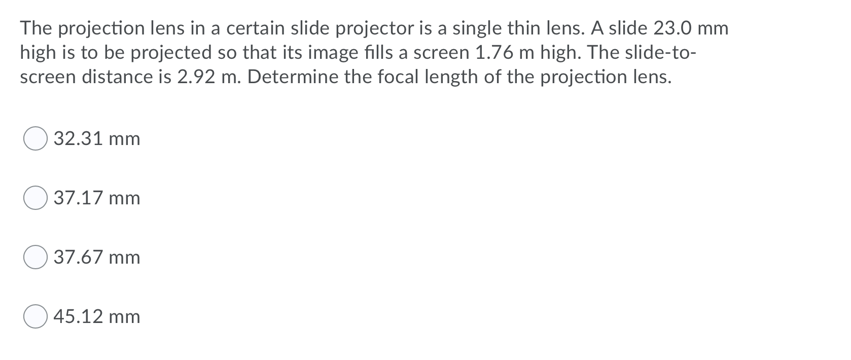Solved The projection lens in a certain slide projector is a