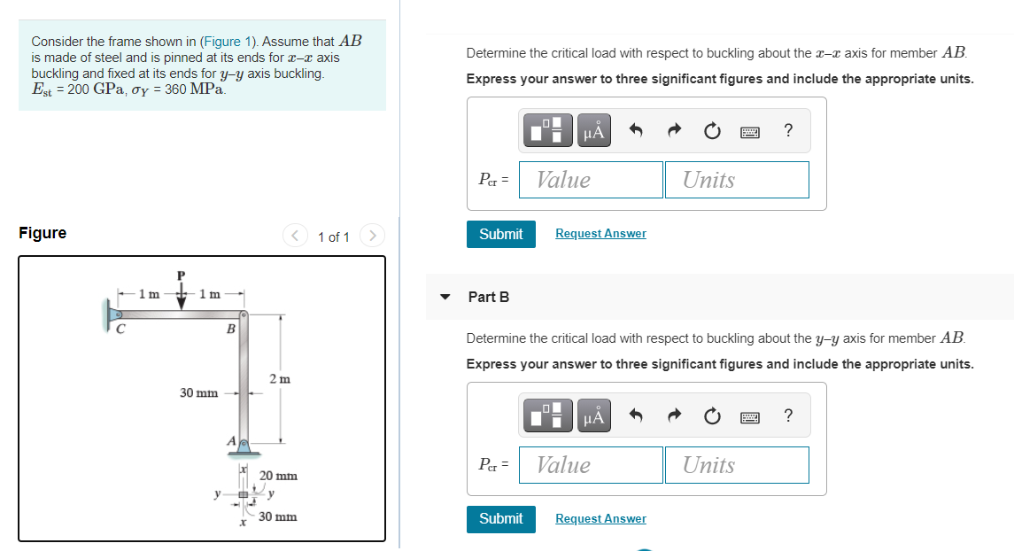 Solved a) Determine the critical load with respect to | Chegg.com