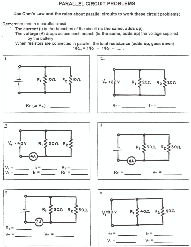 Solved PARALLEL CIRCUIT PROBLEMS Use Ohm's Law and the rules