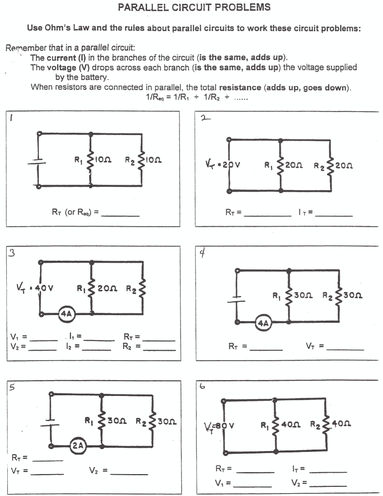 Solved PARALLEL CIRCUIT PROBLEMS Use Ohm's Law and the rules | Chegg.com