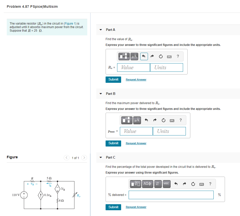 Solved Problem 4.87 PSpice Multisim The variable resistor