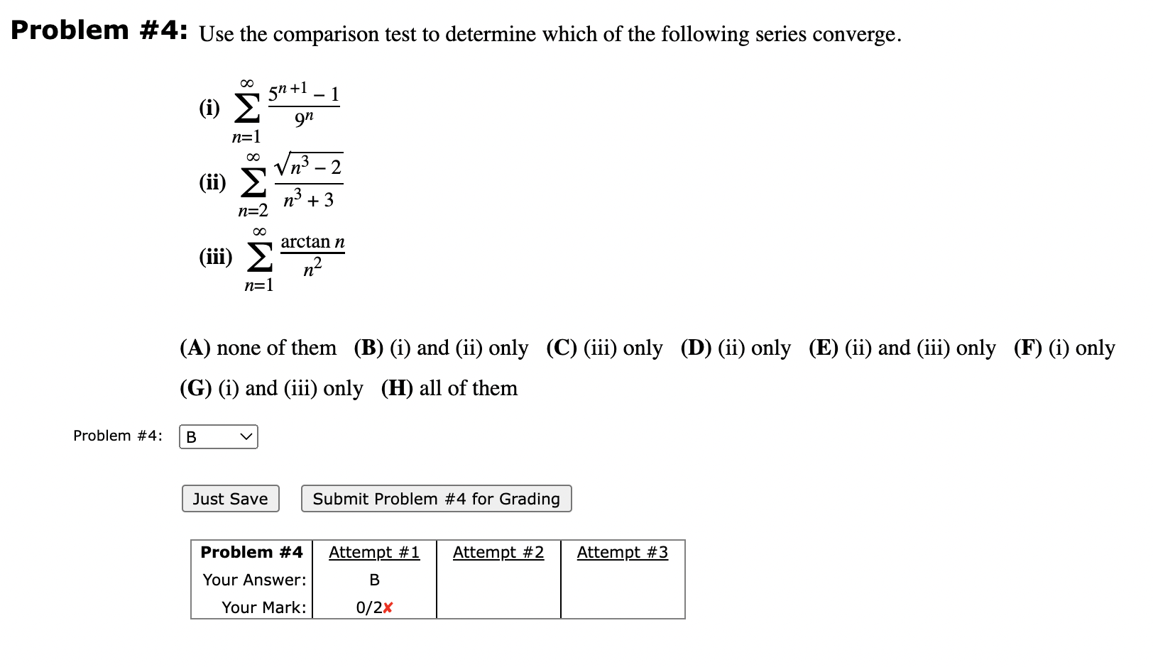 Solved Blem \#4: Use The Comparison Test To Determine Which | Chegg.com