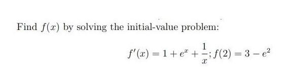 Solved Find f(x) by solving the initial-value problem: | Chegg.com