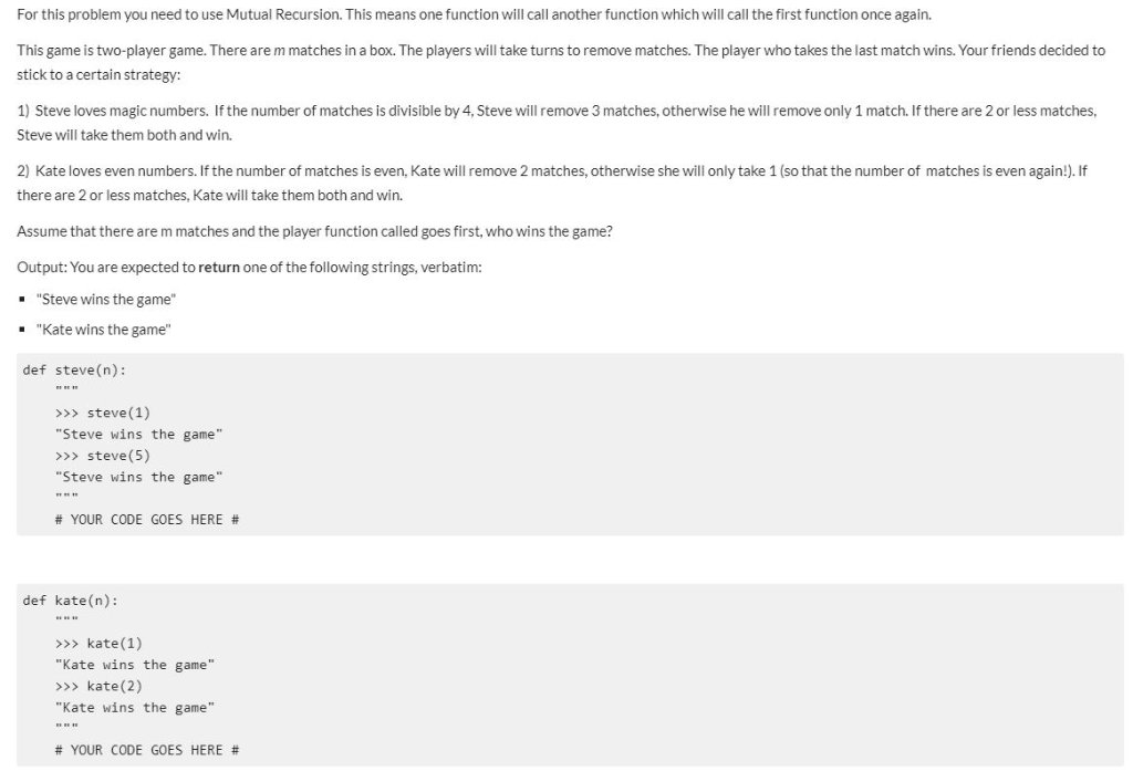 For this problem you need to use Mutual Recursion. | Chegg.com