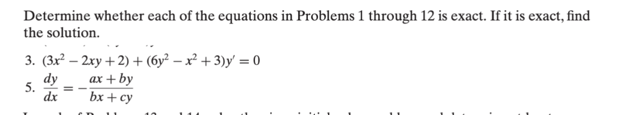 Solved Determine whether each of the equations in Problems 1 | Chegg.com