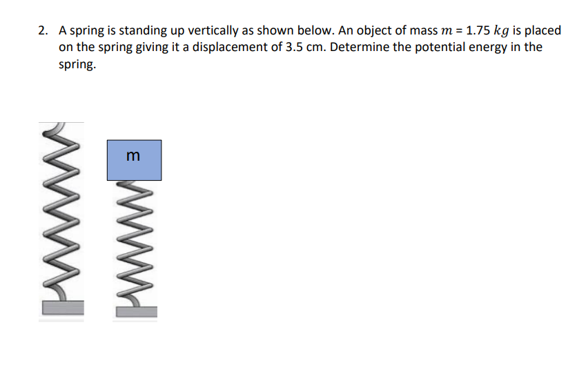 Solved A spring is standing up vertically as shown below. An | Chegg.com