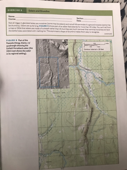 EXERCISE 5 Eskers and Drumlins Name Course Sectionc