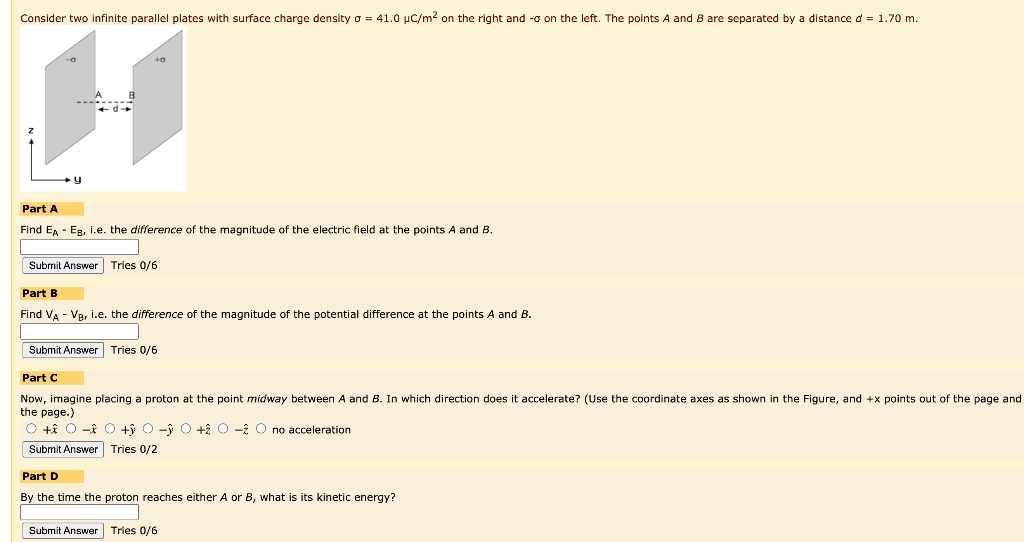 Solved Consider two infinite parallel plates with surface | Chegg.com
