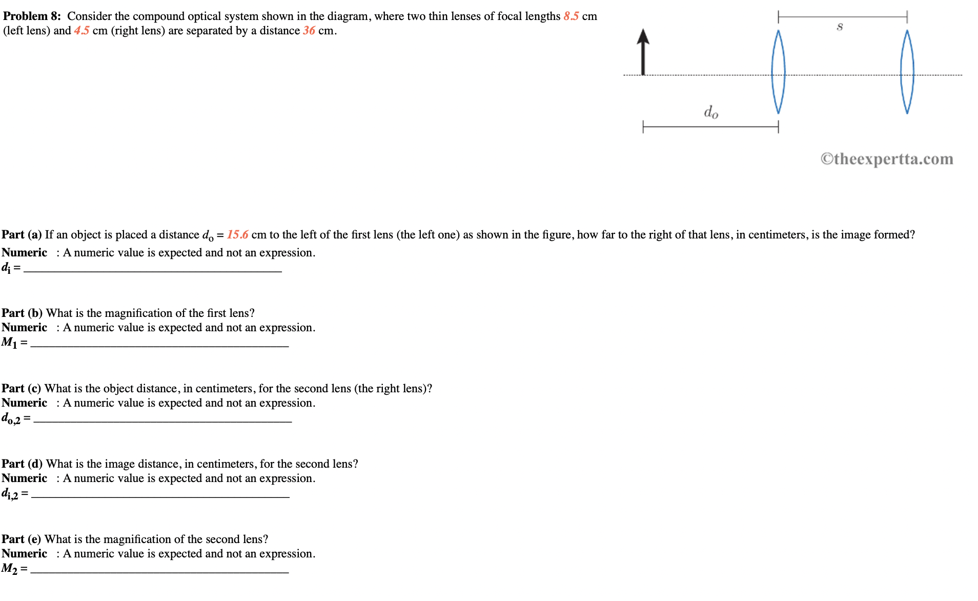 Solved Problem 8: Consider The Compound Optical System Shown | Chegg.com