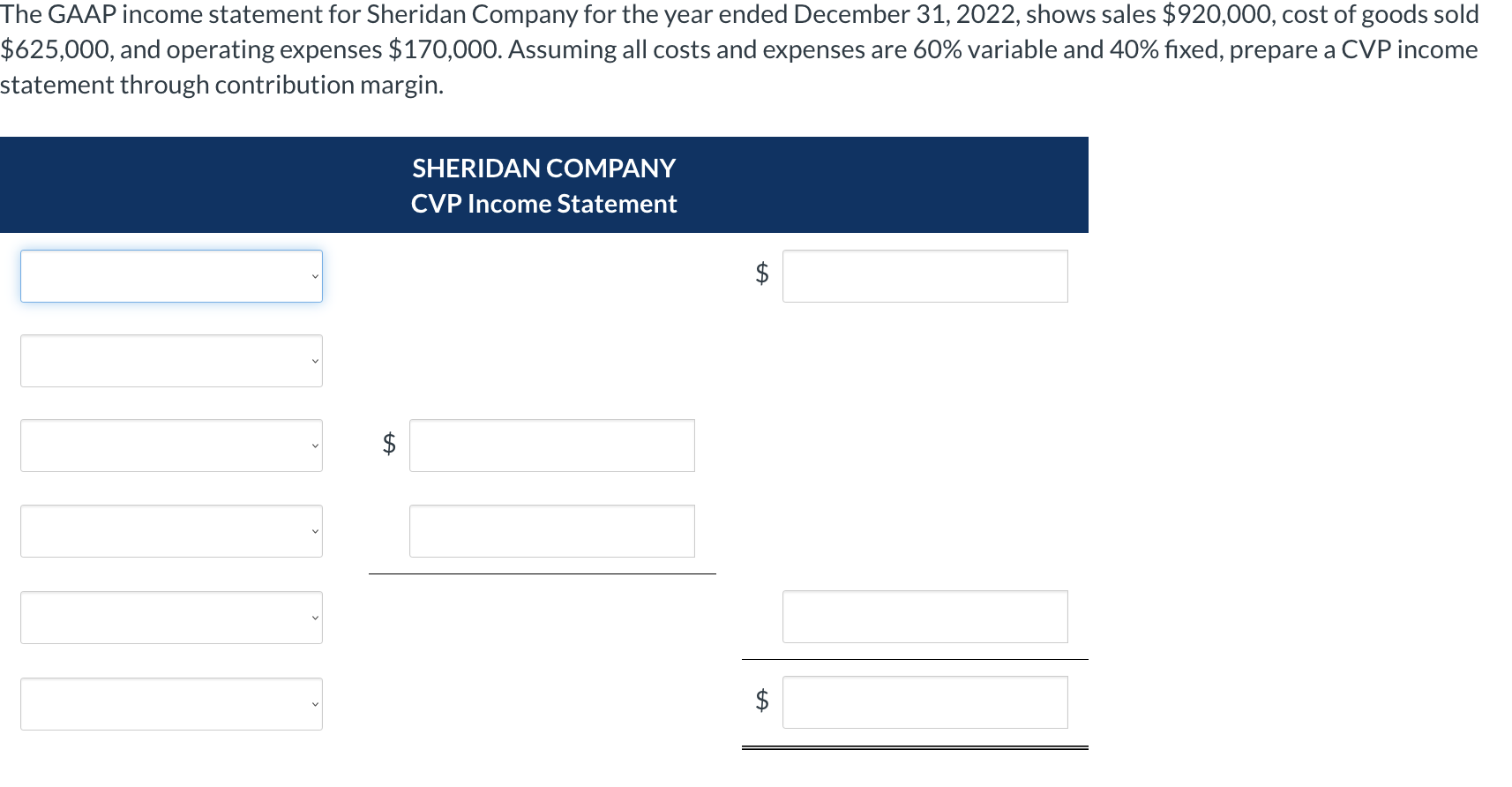 Solved The GAAP income statement for Sheridan Company for | Chegg.com