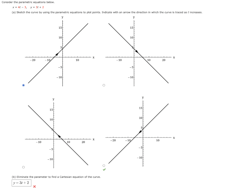 Solved Consider the parametric equations below. | Chegg.com