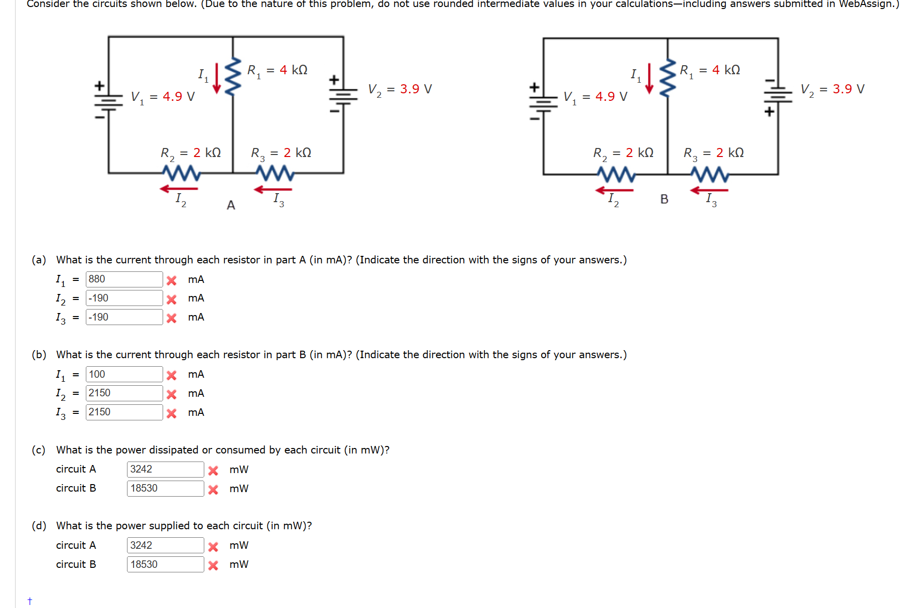 Solved (a) What is the current through each resistor in part | Chegg.com