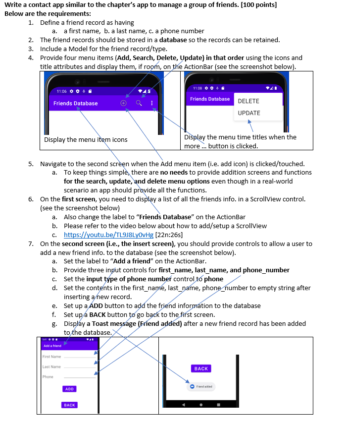 Solved Write a contact app similar to the chapter's app to | Chegg.com