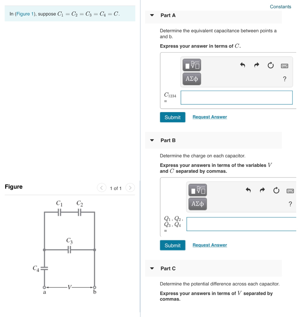 Solved Constants In (Figure 1), suppose C1 = C2 = C3 = C4 = | Chegg.com