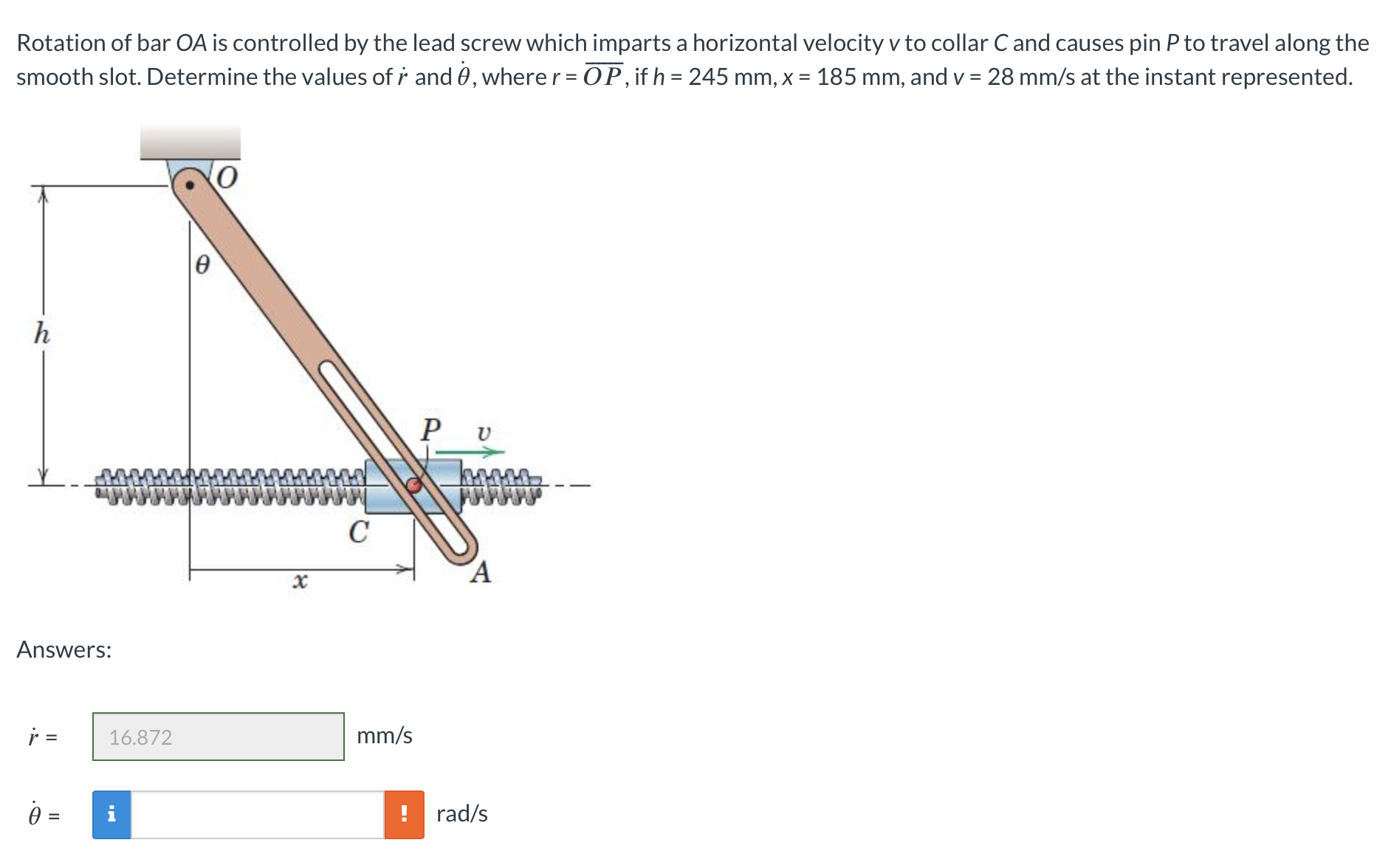 Screw Ror Rotation Object Attached Solved Rotation of bar OA is controlled by the lead screw | Chegg.com
