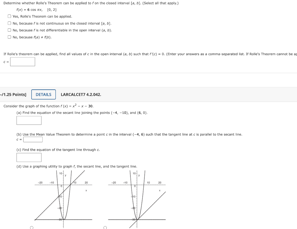 Solved Determine Whether Rolle's Theorem Can Be Applied To F | Chegg.com