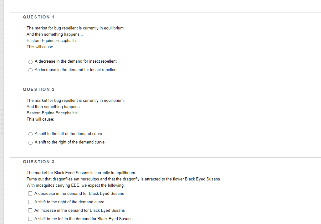 Solved QUESTION 1 The market for bug repellent is currently