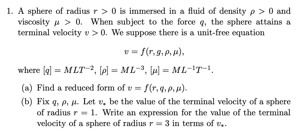 Solved A sphere of radius r>0 is immersed in a fluid of | Chegg.com