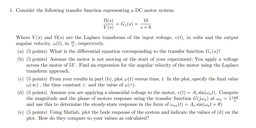 Solved 1. Consider the following transfer function | Chegg.com
