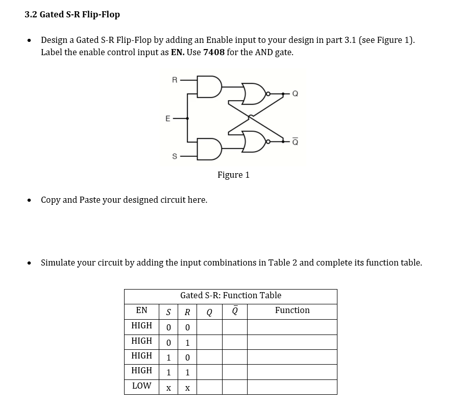 Solved 3.2 Gated S-R Flip-Flop • Design a Gated S-R | Chegg.com