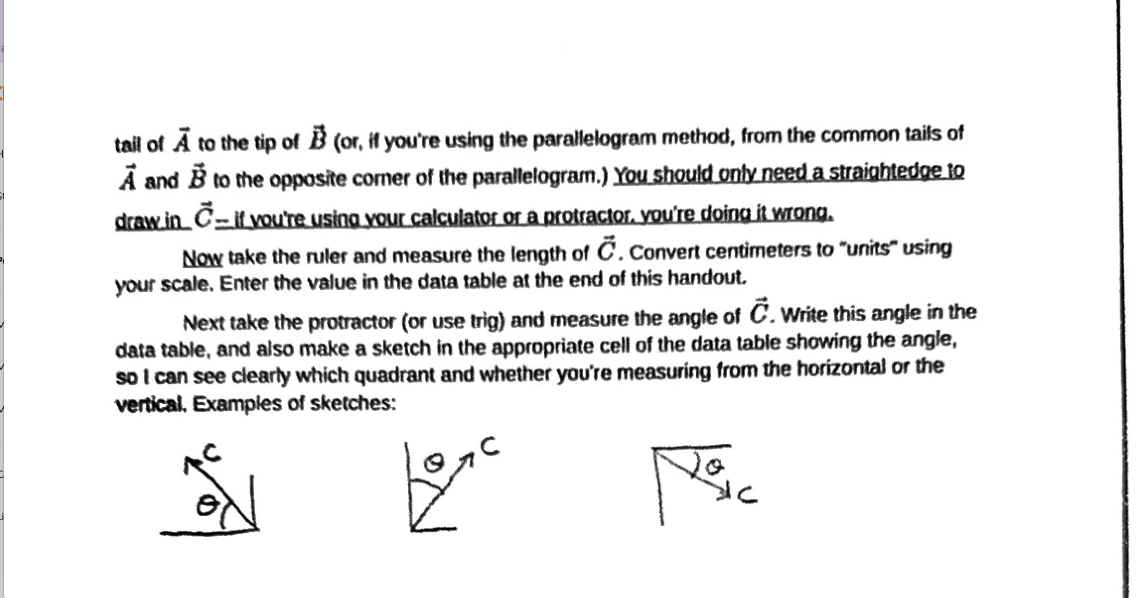 Part 1 Graphical Addition (ruler, protractor)