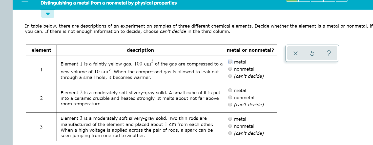 write physical properties of metal and nonmetal