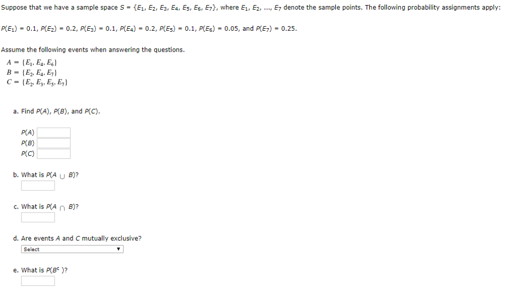 Solved suppose that we have a sample space s-(E1, Ег, Ез, E. | Chegg.com