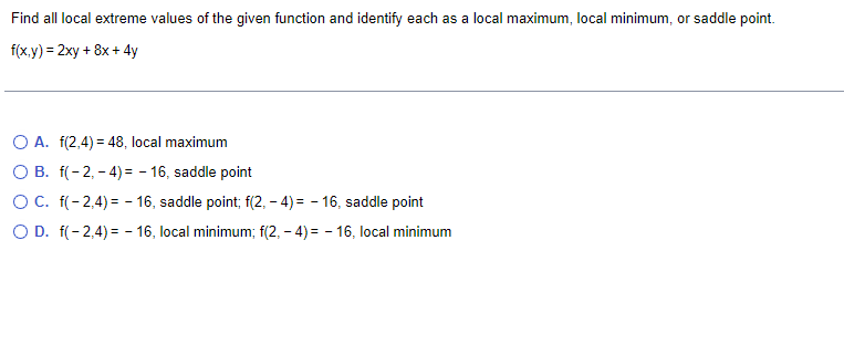Solved Find all local extreme values of the given function | Chegg.com
