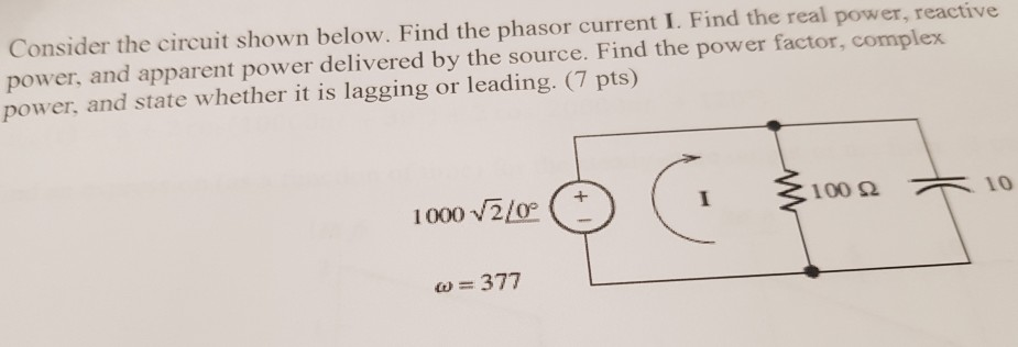 Solved Consider the circuit shown below. Find the phasor | Chegg.com