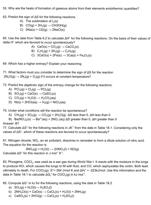 Solved 53. Why are the heats of formation of gaseous atoms | Chegg.com