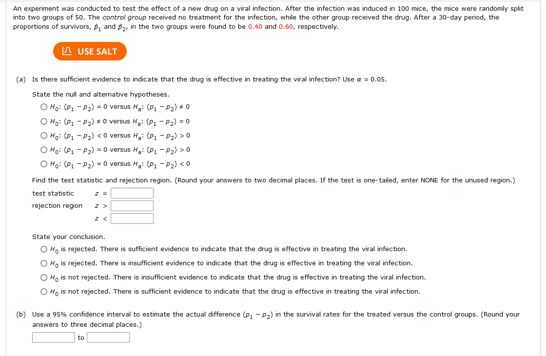 Solved An experiment was conducted to test the effect of a | Chegg.com