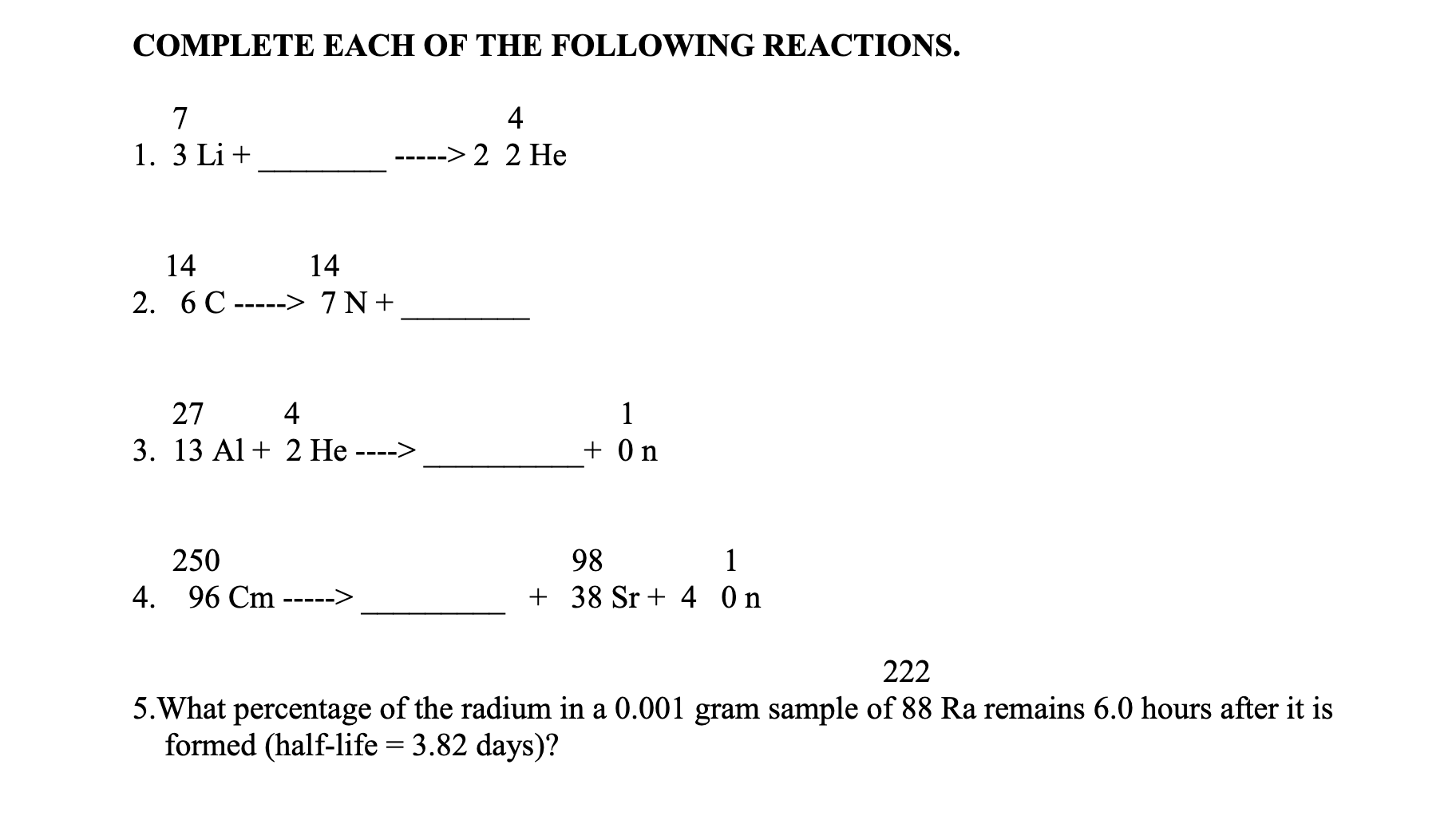 Solved COMPLETE EACH OF THE FOLLOWING REACTIONS. 2. | Chegg.com