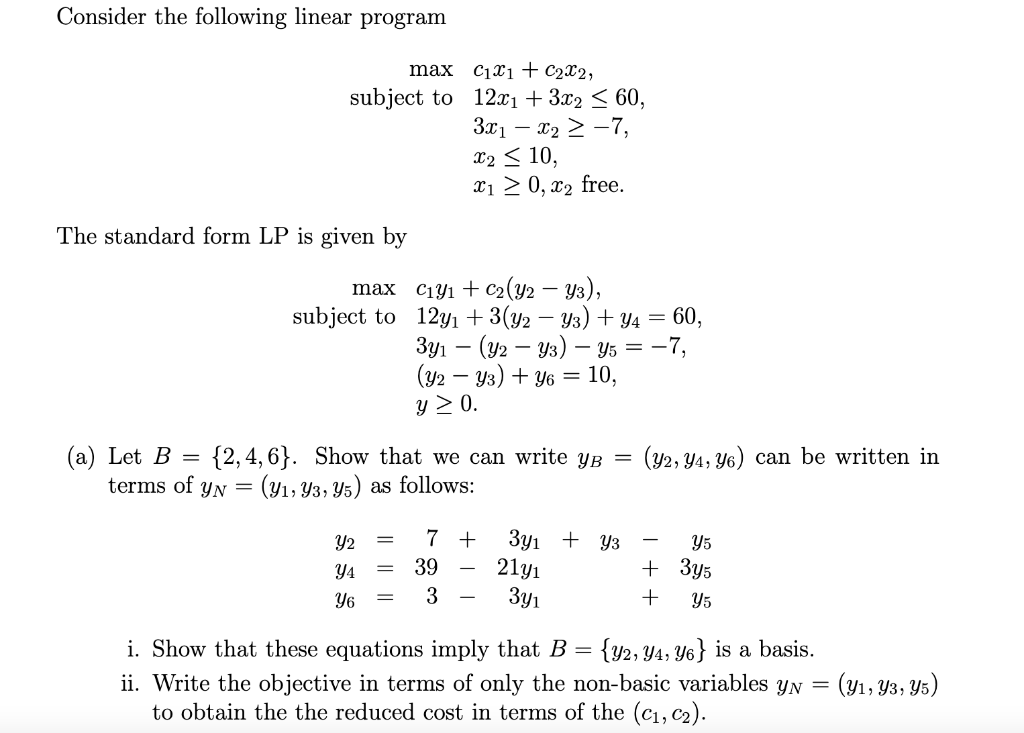 Solved Consider the following linear program max subject to