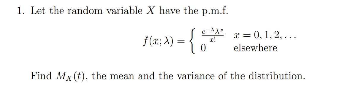 Solved 1. Let the random variable X have the p.m.f. -XXI | Chegg.com