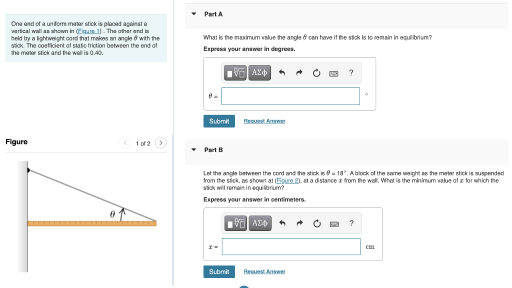 Solved Part A One end of a uniform meter stick placed | Chegg.com